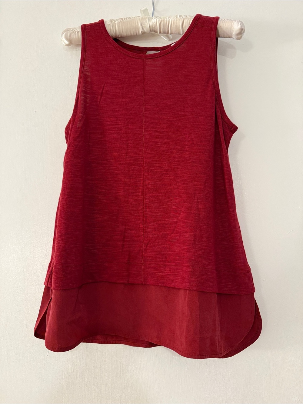 Sleeveless Red Faux Layered Tank Top - Women